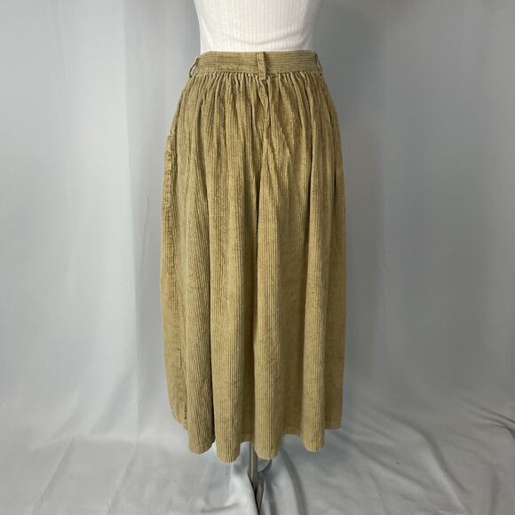 Eddie Bauer Maxi Skirt Size 14 Tan Khaki Corduroy Button A Line Vintage 90s Y2K - Picture 9 of 13